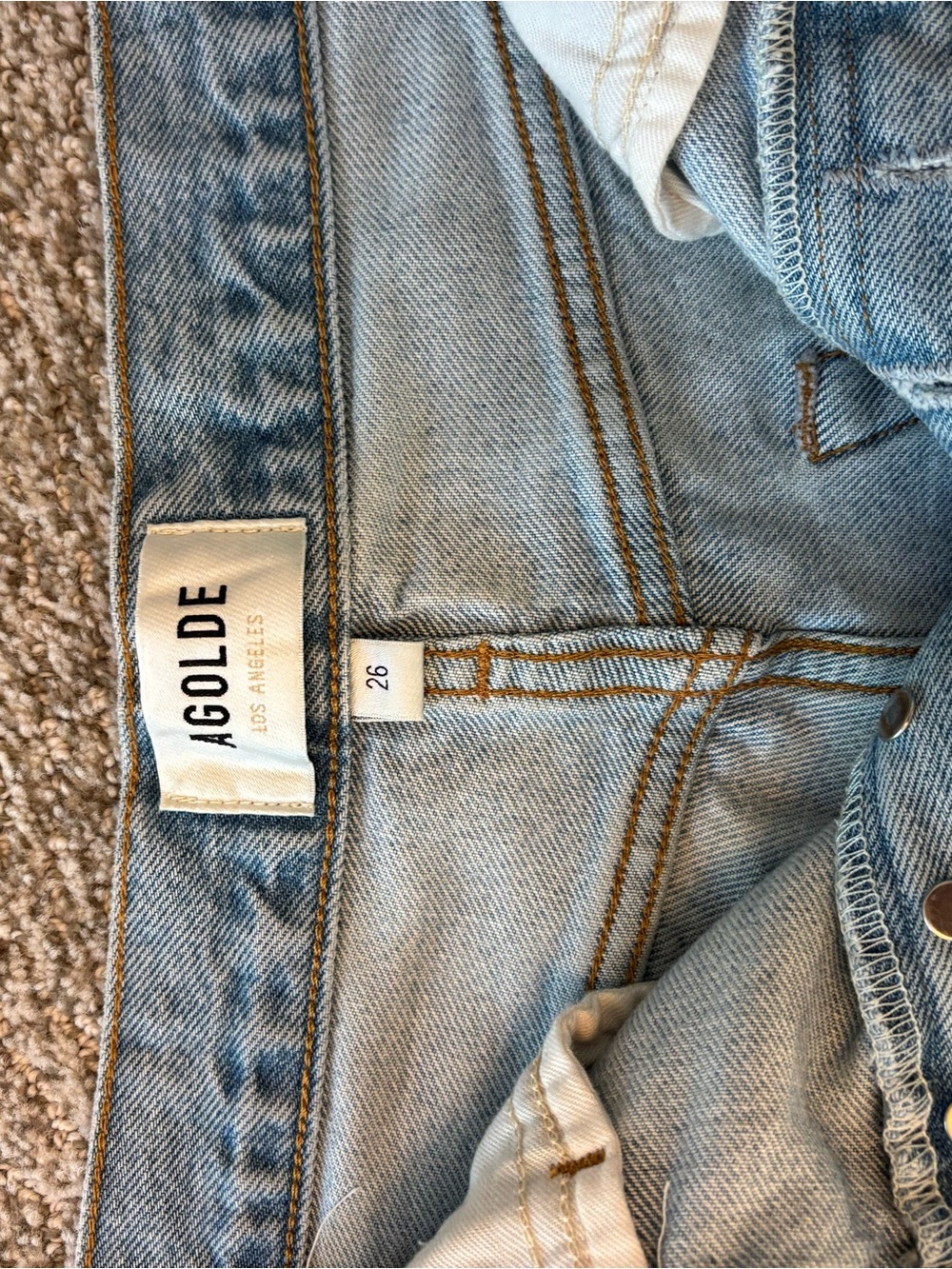 Agolde Light Blue High-Rise Cutoff Denim Shorts - Picture 3 of 3